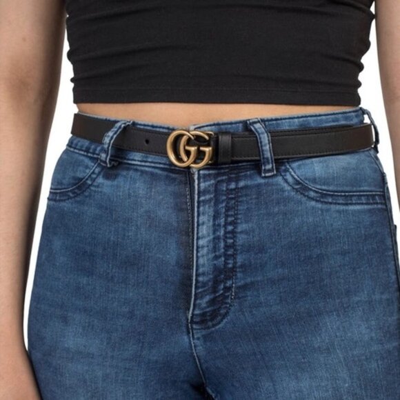 Black Slim Leather Gucci Belt - Picture 1 of 6